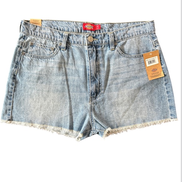 Dickies High Rise Women’s Denim Pocketed Shorts with Fringe bottom Size 13/31 - Picture 1 of 7